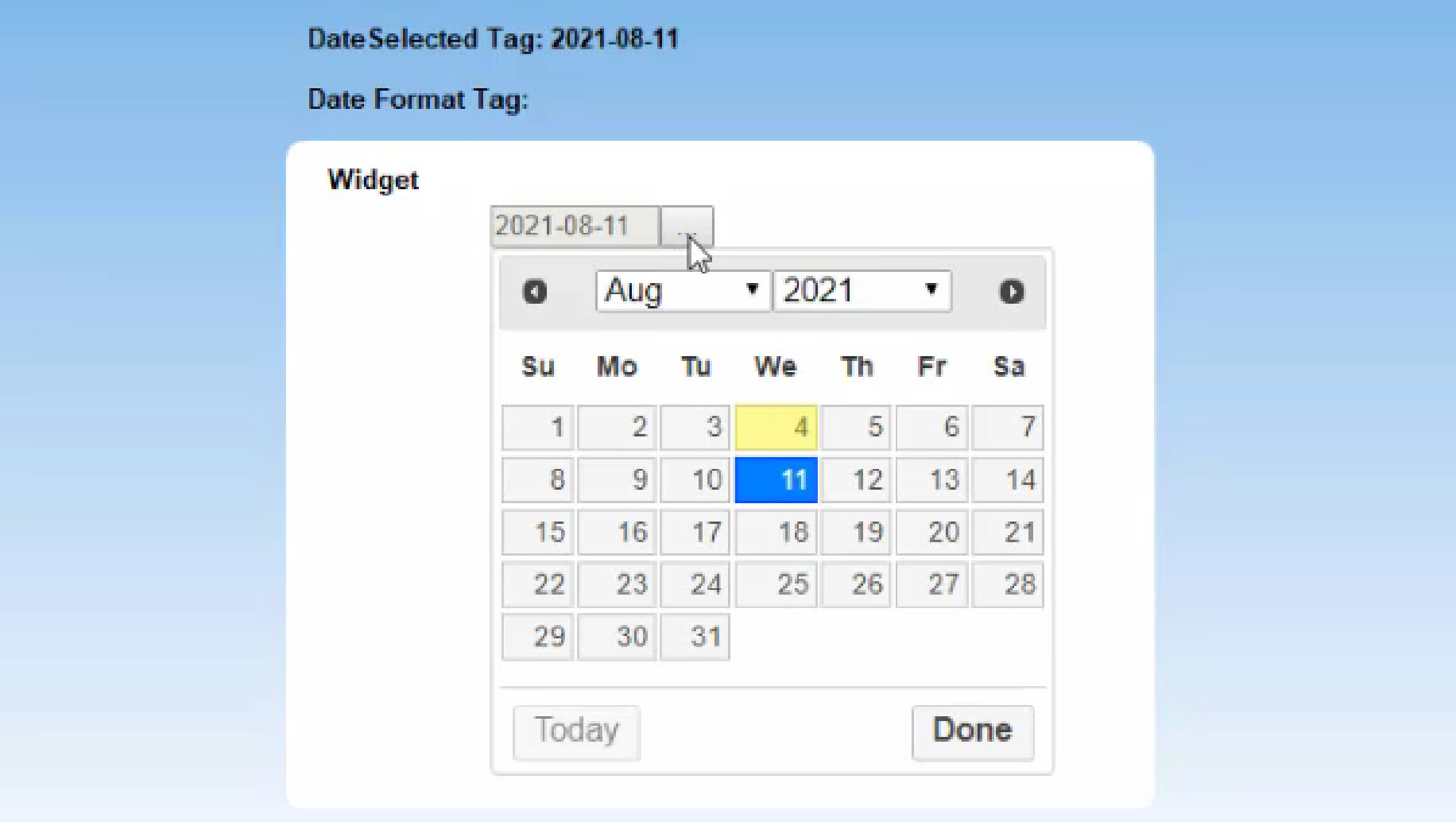 date picker