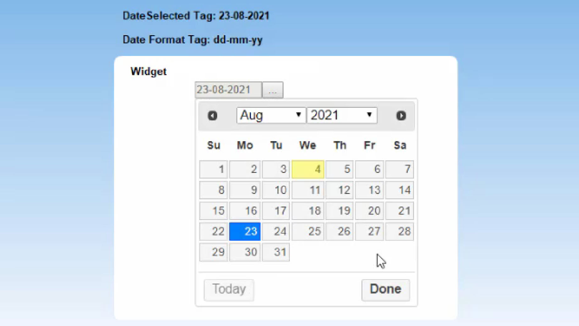 date picker